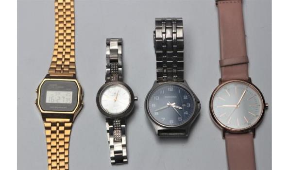 8 diverse horloges w.o. CASIO, RODANIA, CALVIN KLEIN enz